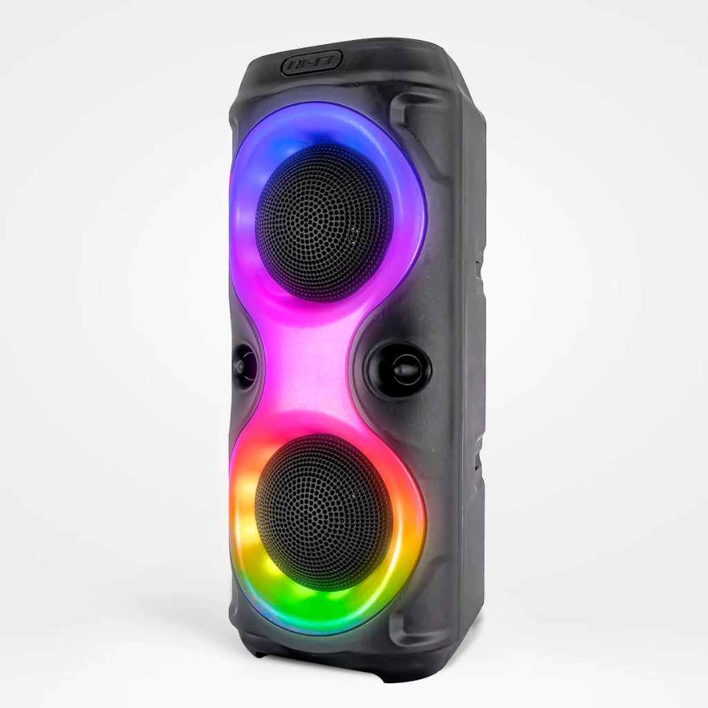 caixa de som bluetooth portátil com led rgb fm usb 112,97