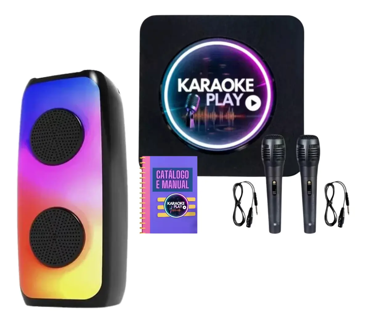 d nq np 2x 906458 mlb80129553039 102024 f karaoke play box 2 microfones caixa de som pronto para uso