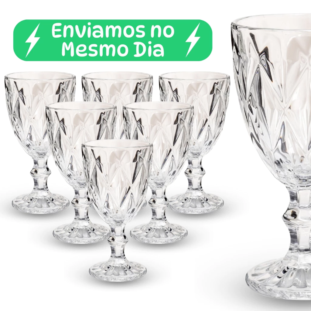 jogo de taça diamante de vidro 33 16,49
