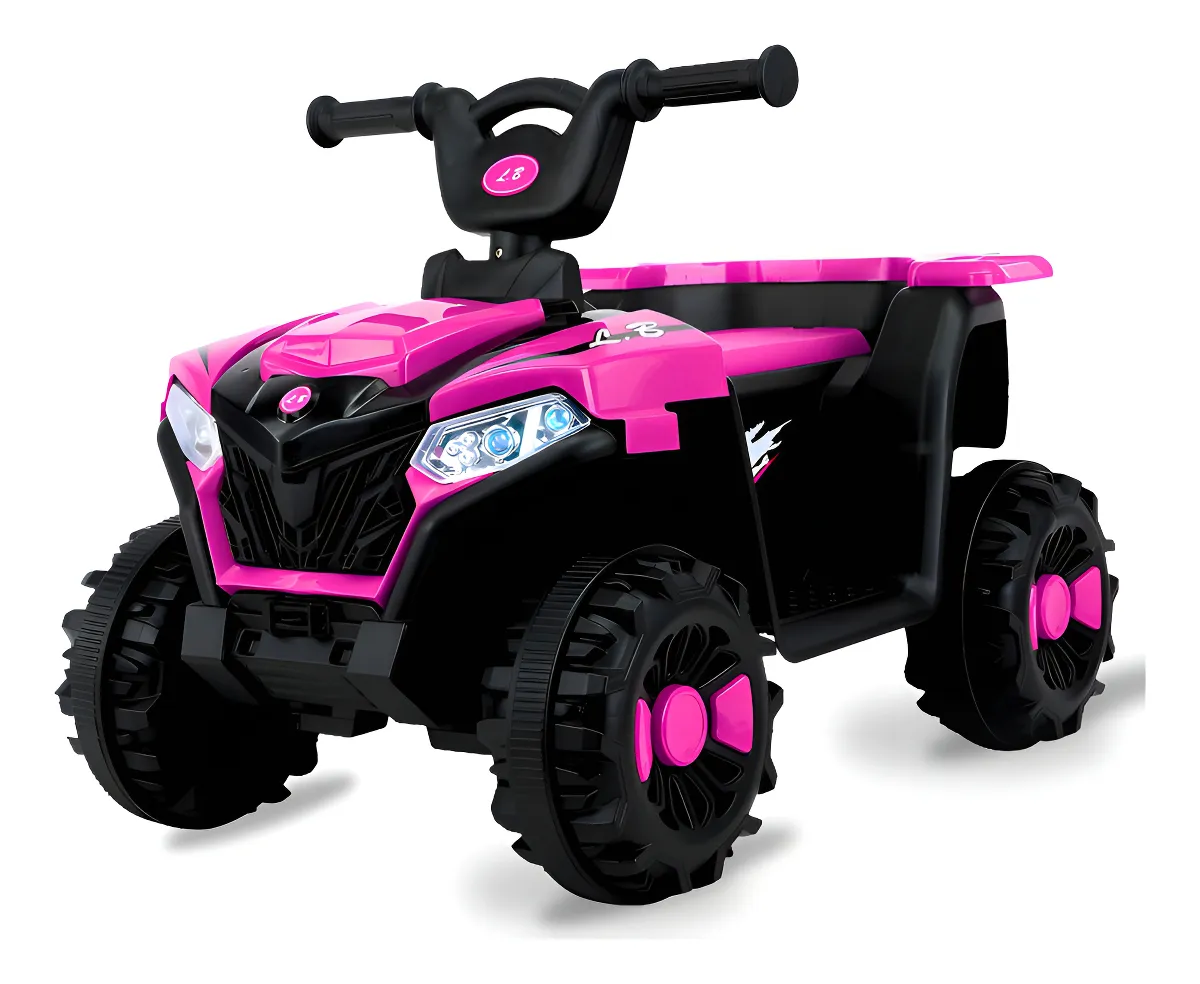 quadriciclo elétrico com pedal som e farol rosa bivolts 490,90